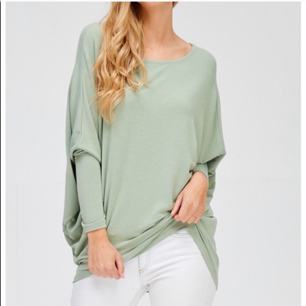 Soft Red Knit Dolman sleeve on off shoulder top - Picture 3 of 6